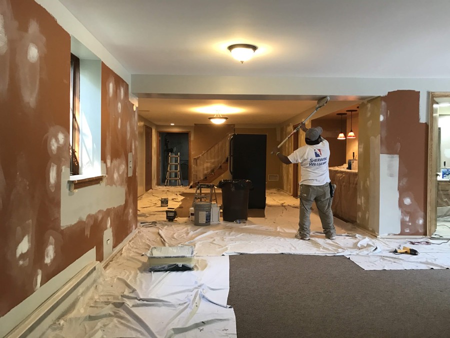 Basement remodel in progress